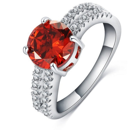 Platinum Ladies Ring with Red Ruby
